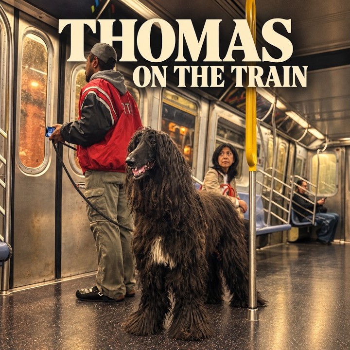 Thomas on the Train: a man and his dog on a subway car